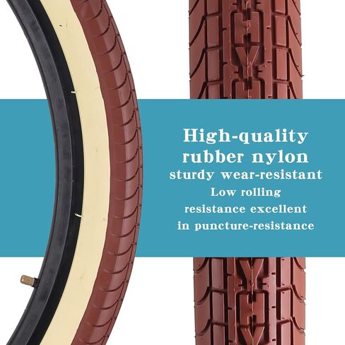SIMEIQI 26x2.35 Inch Beach Cruiser Bike Tire Black White Wall or Brown Cream Wall Folding Replacement Bicycle Tire for Hybrid City Commuter Trail Bicycle in Saudi Arabia