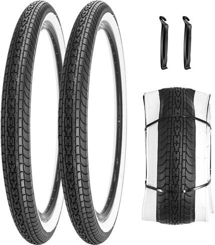 SIMEIQI 26x2.35 Inch Beach Cruiser Bike Tire Black White Wall or Brown Cream Wall Folding Replacement Bicycle Tire for Hybrid City Commuter Trail Bicycle in Saudi Arabia