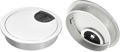uxcell Cable Hole Cover, 2Pcs 2-1/4 Inch ABS Desk Cable Wire Cord Grommet Hole Cover for Office Computer Desk Wire Organizer, Silver in Saudi Arabia