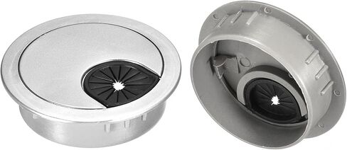 uxcell Cable Hole Cover, 2Pcs 2-1/4 Inch ABS Desk Cable Wire Cord Grommet Hole Cover for Office Computer Desk Wire Organizer, Silver in Kuwait