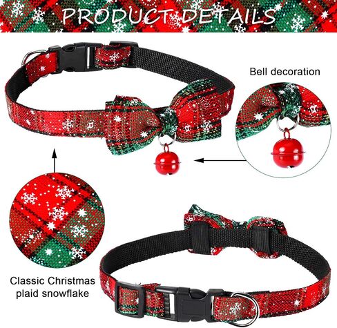 4 Pieces Christmas Dog Bandanas and Collars Set Xmas Christmas Classic Plaid Dog Neck Tie Triangle Bib Scarf Kerchief Adjustable PET Bow Tie with Safety Bell PET Costume for Cat Dog (L, Classic Style) in Saudi Arabia
