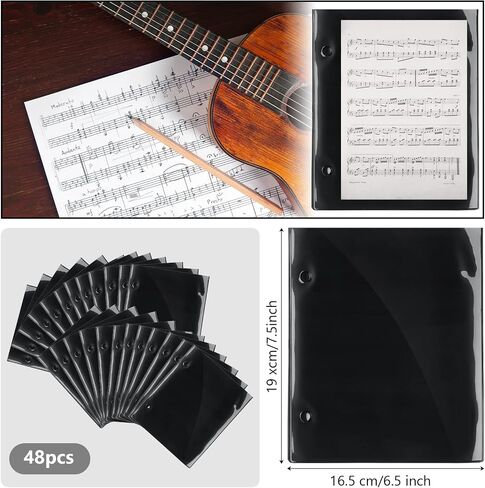 Outus Music Folders - 48 Pcs, Black, Double Side, Waterproof, Lightweight, Sufficient Amount, Easy to See, Widely Fit in Saudi Arabia