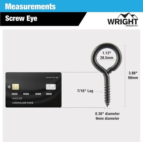 Wright Products Screw Eye, 20-Pack, 2.63 inch x .31 inch - Heavy-Duty, Weather Resistant for Indoor or Outdoor Use, for Hanging Plants, DIY Projects, Home Improvement -Matte Black in Saudi Arabia