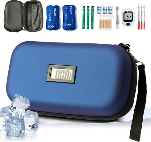 24-Hour Insulin Cooler Travel Case TSA Approved Medication Diabetic Cooler for Daily Life Trip with Thermometer Temperature Display Refrigerated Medicine Organizer Bag includes 2 Ice Packs(Pink) in Saudi Arabia