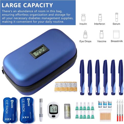 24-Hour Insulin Cooler Travel Case TSA Approved Medication Diabetic Cooler for Daily Life Trip with Thermometer Temperature Display Refrigerated Medicine Organizer Bag includes 2 Ice Packs(Pink) in Saudi Arabia