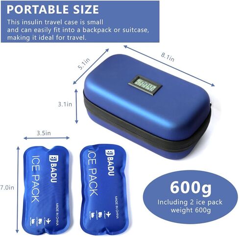 24-Hour Insulin Cooler Travel Case TSA Approved Medication Diabetic Cooler for Daily Life Trip with Thermometer Temperature Display Refrigerated Medicine Organizer Bag includes 2 Ice Packs(Pink) in Saudi Arabia