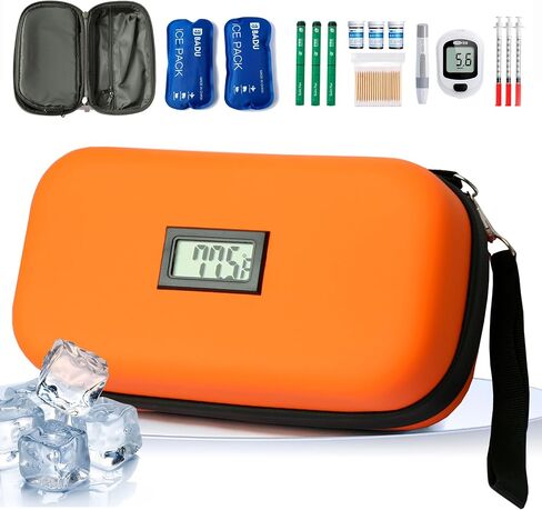24-Hour Insulin Cooler Travel Case TSA Approved Medication Diabetic Cooler for Daily Life Trip with Thermometer Temperature Display Refrigerated Medicine Organizer Bag includes 2 Ice Packs(Pink) in Saudi Arabia