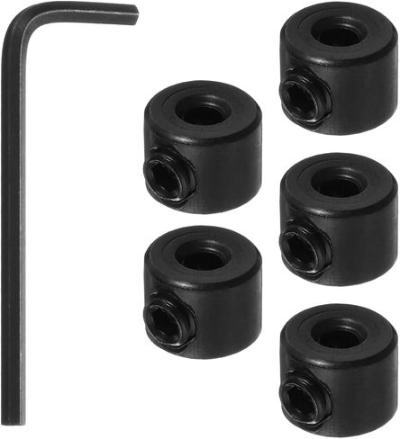 5pcs 3mm Drill Stop Collar Set Depth Stop, Adjustable High Speed Steel Drilling Limit Ring, Anodizing Surface Dowel Shaft Chuck Positioner with Hex Wrench Black in Saudi Arabia