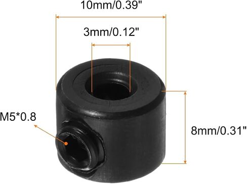 5pcs 3mm Drill Stop Collar Set Depth Stop, Adjustable High Speed Steel Drilling Limit Ring, Anodizing Surface Dowel Shaft Chuck Positioner with Hex Wrench Black in Saudi Arabia