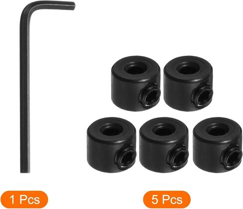 5pcs 3mm Drill Stop Collar Set Depth Stop, Adjustable High Speed Steel Drilling Limit Ring, Anodizing Surface Dowel Shaft Chuck Positioner with Hex Wrench Black in Saudi Arabia