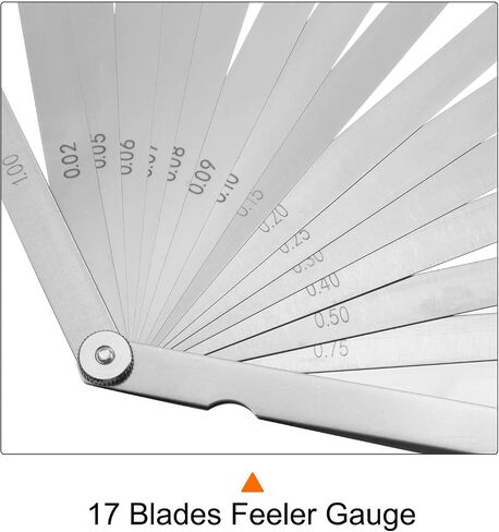 17 Blades Feeler Gauge (0.02-1.0mm) Thickness 300mm Length Stainless Steel Gauge Metric Gap Measuring Tool for Measurement in Saudi Arabia