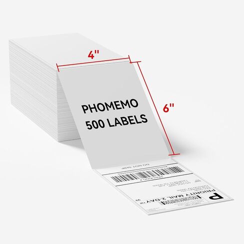 ملصقات Phomemo الحرارية 4x6، 100 ملصق/1 لفة (مكدسات)، ملصقات شحن قابلة للطي لطابعة الملصقات الحرارية، ملصقات حرارية 4x6 لحزم الشحن، متوافقة مع Phomemo والطابعات الحرارية الأخرى in Saudi Arabia