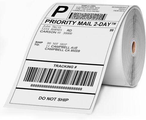 Phomemo 4x6 Thermal Labels, 100 Labels/1 Roll (Stacks), FanFold Shipping Labels for Thermal Label Printer, 4x6 Thermal Labels for Shipping Packages, Compatible with Phomemo and Other Thermal Printers in Saudi Arabia