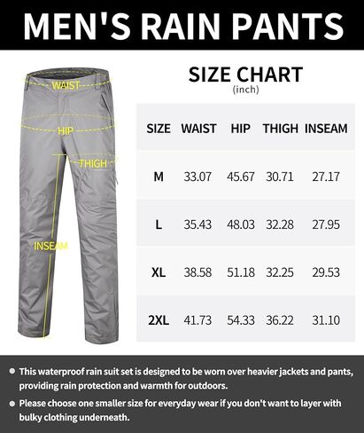 SWISSWELL Mens Hiking Pants Golf Rain Pants Waterproof Lightweight Breathable Pants with Pockets for Work Fishing in Saudi Arabia