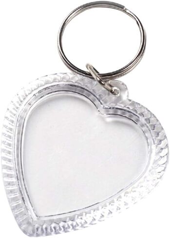 25Pcs Heart-Shaped Small Clear Acrylic Photo Keychains Double Sided Blank Custom Personalised Photo Insert Picture Frame Keyring Holder for Family Lovers and Friends in Saudi Arabia