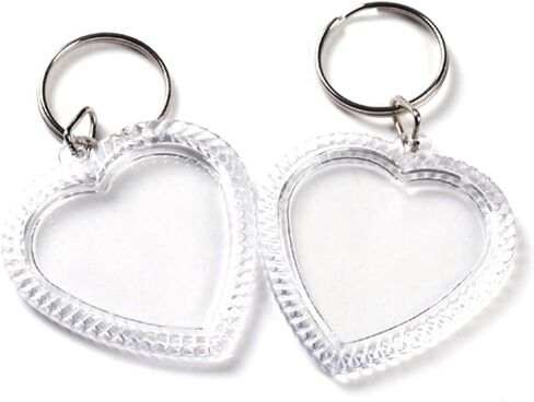 25Pcs Heart-Shaped Small Clear Acrylic Photo Keychains Double Sided Blank Custom Personalised Photo Insert Picture Frame Keyring Holder for Family Lovers and Friends in Saudi Arabia