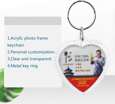 25Pcs Heart-Shaped Small Clear Acrylic Photo Keychains Double Sided Blank Custom Personalised Photo Insert Picture Frame Keyring Holder for Family Lovers and Friends in Saudi Arabia