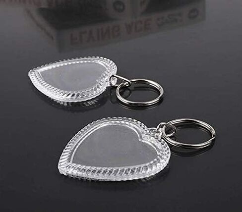 25Pcs Heart-Shaped Small Clear Acrylic Photo Keychains Double Sided Blank Custom Personalised Photo Insert Picture Frame Keyring Holder for Family Lovers and Friends in Saudi Arabia
