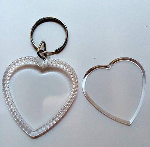 25Pcs Heart-Shaped Small Clear Acrylic Photo Keychains Double Sided Blank Custom Personalised Photo Insert Picture Frame Keyring Holder for Family Lovers and Friends in Saudi Arabia