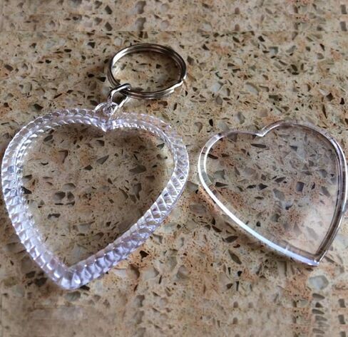 25Pcs Heart-Shaped Small Clear Acrylic Photo Keychains Double Sided Blank Custom Personalised Photo Insert Picture Frame Keyring Holder for Family Lovers and Friends in Saudi Arabia