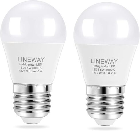 LINEWAY Refrigerator Light Bulb LED Fridge Light Bulbs 5W 40 Watt Equivalent, 120V A15 Waterproof Fridge Appliance Light Bulb 5000K 5W E26 Medium Base Freezer Kitchen Home Lighting, Not-Dim, 2 Pack in Saudi Arabia