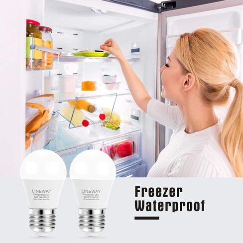 LINEWAY Refrigerator Light Bulb LED Fridge Light Bulbs 5W 40 Watt Equivalent, 120V A15 Waterproof Fridge Appliance Light Bulb 5000K 5W E26 Medium Base Freezer Kitchen Home Lighting, Not-Dim, 2 Pack in Saudi Arabia