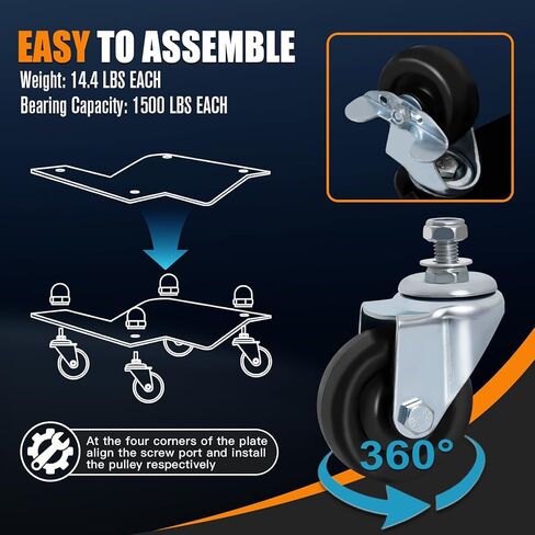 مجموعة سيارات دوللي مكونة من 4 قطع، دوللي ذات عجلات أوتوماتيكية، دوللي عجلة السيارة، زلاجات إطارات السيارة شديدة التحمل، سعة 6000 رطل، دوللي سيارة متحركة، شاحنات، دراجات نارية - دوللي محرك السيارة، أسود in Kuwait