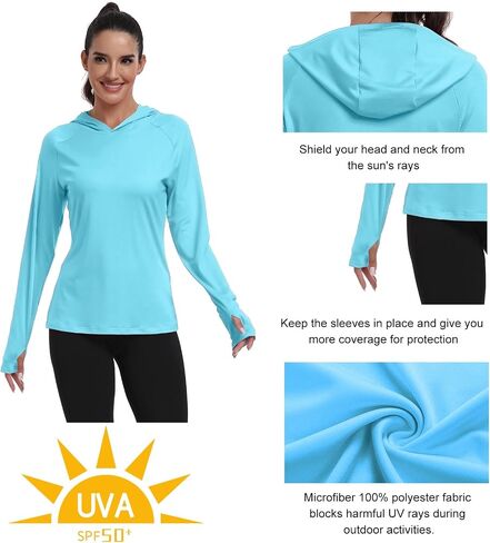 RIMLESS 7 Women's UPF 50+ Sun Shirt with Hoodie Long Sleeve Hiking Fishing Outdoor Sweatshirt Lightweight Hoodie in Saudi Arabia