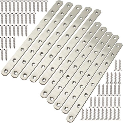 12" Flat Mending Plate 4Pcs Flat Straight Braces Stainless Steel Straight Brackets, Repair Fixing Bracket Connector, Mending Joining Plates with Screws, Silver in Saudi Arabia