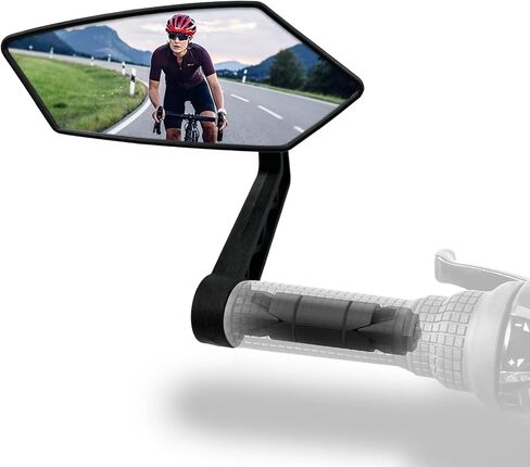 Bike Mirror,HD Glass Bicycle Mirrors for Handlebar Mount, Adjustable Bar End Bike Rear View Mirror, Scratch Resistant Handlebar Mirror for E-bike, Cycle Rearview Mirror Left (0.55-0.78") in Saudi Arabia