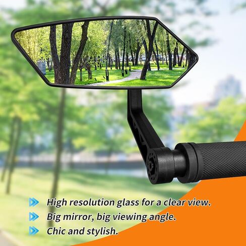 Bike Mirror,HD Glass Bicycle Mirrors for Handlebar Mount, Adjustable Bar End Bike Rear View Mirror, Scratch Resistant Handlebar Mirror for E-bike, Cycle Rearview Mirror Left (0.55-0.78") in Saudi Arabia