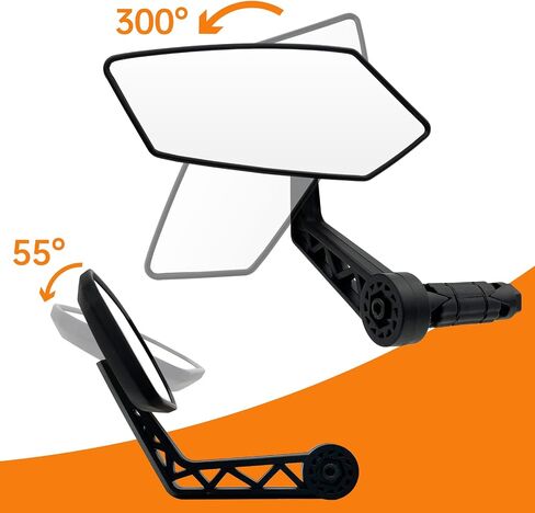 Bike Mirror,HD Glass Bicycle Mirrors for Handlebar Mount, Adjustable Bar End Bike Rear View Mirror, Scratch Resistant Handlebar Mirror for E-bike, Cycle Rearview Mirror Left (0.55-0.78") in Saudi Arabia