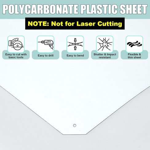 Polycarbonate Clear Plastic Sheet 1 Pcs 48" x 96" Flexible Plastic Sheet Panels with UV Coating on Both Sides for Crafts DIY Window Replacement Panes in Saudi Arabia