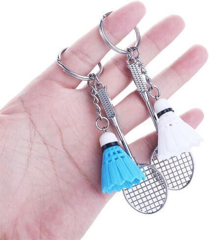 2Pcs Badminton Pendant Keyring Mini Cute Key Ring Keyfob Sports Accessories Fashion DIY Badminton Racket Key Holder in Saudi Arabia