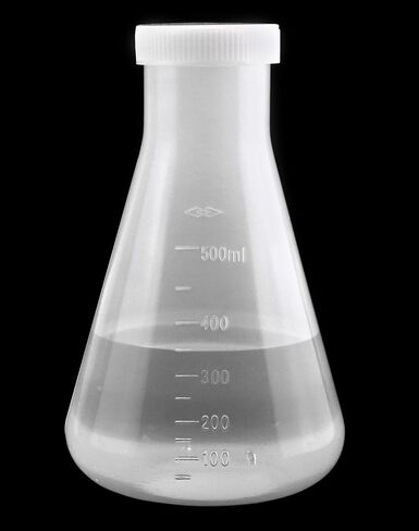 قارورة QWORK Erlenmeyer، 4 عبوات 17 أونصة / 500 مل، رقبة ضيقة مع غطاء لولبي، مقياس مصبوب، قابل للتعقيم، أبيض in Saudi Arabia