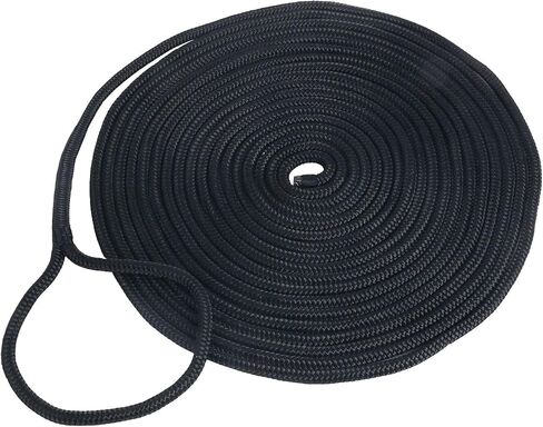 خطوط قفص الاتهام مصنوعة من النايلون المضفر المزدوج من Amarine بقوة كسر 9500 رطل (الطول: 25 قدمًا. العمق: 3/4 بوصة العيينة: 12 بوصة) حبل رباط بحري مع خطوط رصيف دائرية للقارب حد حمل العمل: 1900 رطل (أسود) in Saudi Arabia