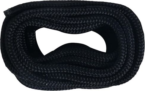 خطوط قفص الاتهام مصنوعة من النايلون المضفر المزدوج من Amarine بقوة كسر 9500 رطل (الطول: 25 قدمًا. العمق: 3/4 بوصة العيينة: 12 بوصة) حبل رباط بحري مع خطوط رصيف دائرية للقارب حد حمل العمل: 1900 رطل (أسود) in Saudi Arabia