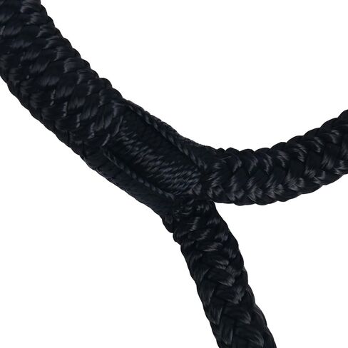 خطوط قفص الاتهام مصنوعة من النايلون المضفر المزدوج من Amarine بقوة كسر 9500 رطل (الطول: 25 قدمًا. العمق: 3/4 بوصة العيينة: 12 بوصة) حبل رباط بحري مع خطوط رصيف دائرية للقارب حد حمل العمل: 1900 رطل (أسود) in Saudi Arabia