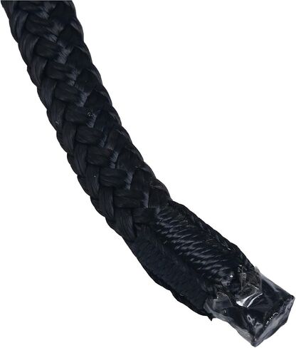خطوط قفص الاتهام مصنوعة من النايلون المضفر المزدوج من Amarine بقوة كسر 9500 رطل (الطول: 25 قدمًا. العمق: 3/4 بوصة العيينة: 12 بوصة) حبل رباط بحري مع خطوط رصيف دائرية للقارب حد حمل العمل: 1900 رطل (أسود) in Saudi Arabia