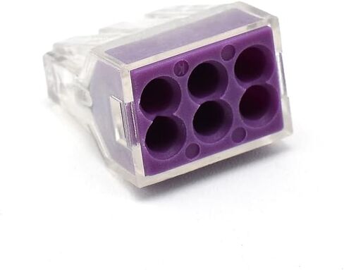 50pcs 6 Port Push-in Electrical Wire Connector, PCT-106 Quick Connection Terminal Compact Wire Connector for 18-12 AWG Solid Stranded Wires in Saudi Arabia