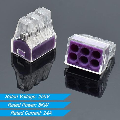 50pcs 6 Port Push-in Electrical Wire Connector, PCT-106 Quick Connection Terminal Compact Wire Connector for 18-12 AWG Solid Stranded Wires in Saudi Arabia