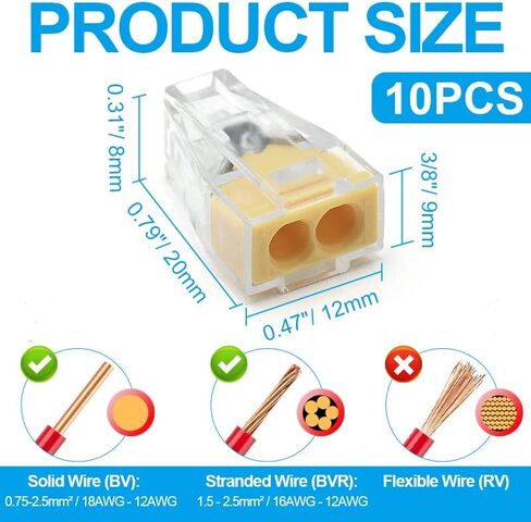 50pcs 6 Port Push-in Electrical Wire Connector, PCT-106 Quick Connection Terminal Compact Wire Connector for 18-12 AWG Solid Stranded Wires in Saudi Arabia