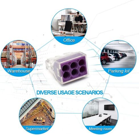 50pcs 6 Port Push-in Electrical Wire Connector, PCT-106 Quick Connection Terminal Compact Wire Connector for 18-12 AWG Solid Stranded Wires in Saudi Arabia