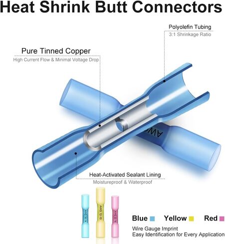 580Pcs Heat Shrink Wire Connectors - Insulated Electrical Terminals Kit - Waterproof Marine Automotive Crimp Connector Assortment –Butt Connector Ring Fork in Saudi Arabia
