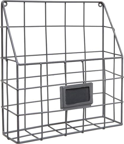 MyGift Wall Mounted Gray Metal Magazine Holder Storage Basket with Chalk Label, Hanging Document Rack in Saudi Arabia