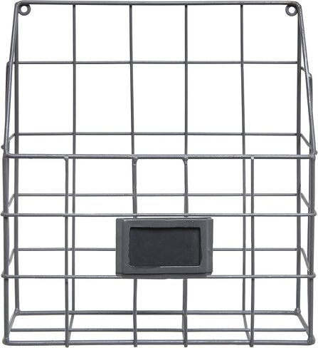 MyGift Wall Mounted Gray Metal Magazine Holder Storage Basket with Chalk Label, Hanging Document Rack in Saudi Arabia
