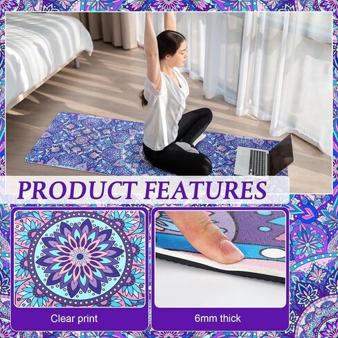 3 Pcs Yoga Mat Yoga Block 6 MM Thick Purple Yoga Mat Non Slip with Carrying Strap Travel Yoga Mat for Exercise, Yoga, Fitness, Pilates, Floor Workouts in Saudi Arabia
