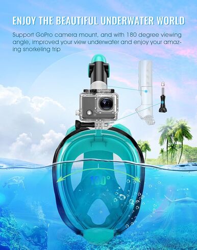 Greatever G2 Snorkeling Gear for Adults 2PCS, Full Face Snorkel Mask with Dry Top Snorkel,Anti-Leak & Anti-Fog Snorkel Mask Adult,Foldable Snorkeling Mask with Camera Mount mesh Bag in Saudi Arabia
