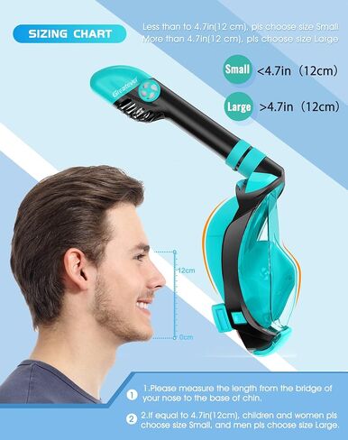 Greatever G2 Snorkeling Gear for Adults 2PCS, Full Face Snorkel Mask with Dry Top Snorkel,Anti-Leak & Anti-Fog Snorkel Mask Adult,Foldable Snorkeling Mask with Camera Mount mesh Bag in Saudi Arabia