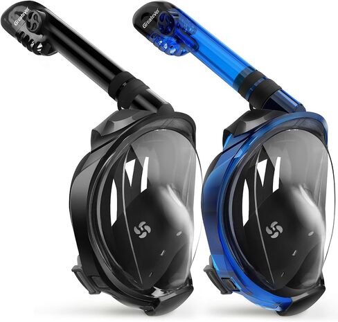 Greatever G2 Snorkeling Gear for Adults 2PCS, Full Face Snorkel Mask with Dry Top Snorkel,Anti-Leak & Anti-Fog Snorkel Mask Adult,Foldable Snorkeling Mask with Camera Mount mesh Bag in Saudi Arabia